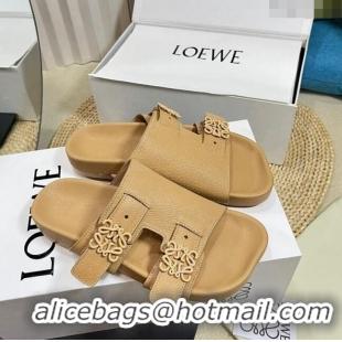 Most Popular Shop Grade Loewe Ease Slide Sandals in Lambskin L0506 Beige 2024