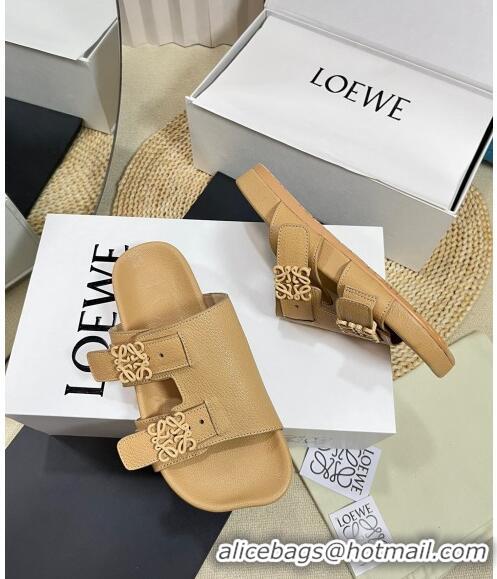 Most Popular Shop Grade Loewe Ease Slide Sandals in Lambskin L0506 Beige 2024