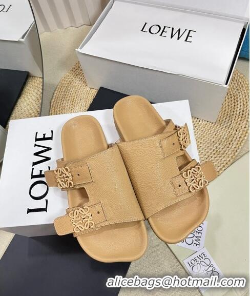 Most Popular Shop Grade Loewe Ease Slide Sandals in Lambskin L0506 Beige 2024