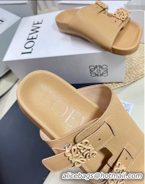 Most Popular Shop Grade Loewe Ease Slide Sandals in Lambskin L0506 Beige 2024