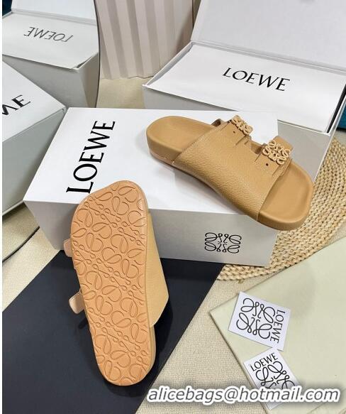 Most Popular Shop Grade Loewe Ease Slide Sandals in Lambskin L0506 Beige 2024