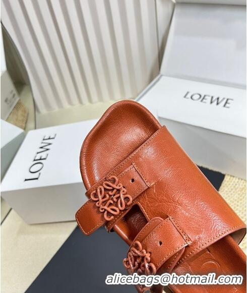 Well Crafted Loewe Ease Slide Sandals in Lambskin L0506 Tan Brown 2024