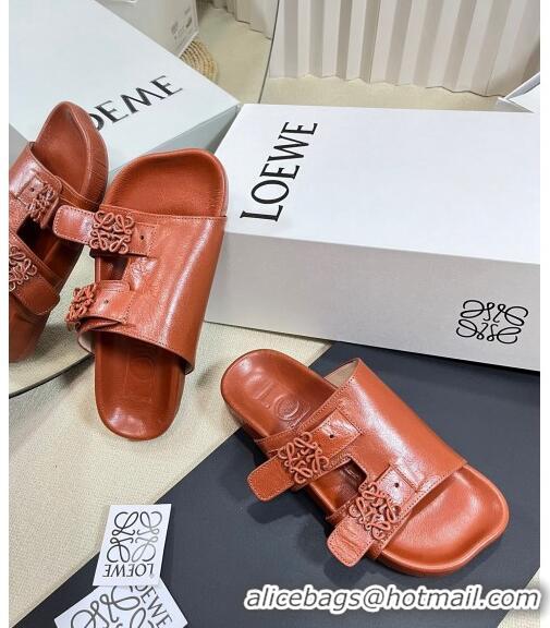 Well Crafted Loewe Ease Slide Sandals in Lambskin L0506 Tan Brown 2024