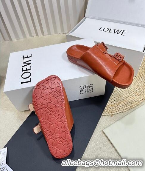 Well Crafted Loewe Ease Slide Sandals in Lambskin L0506 Tan Brown 2024