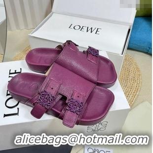 Buy New Cheap Loewe Ease Slide Sandals in Lambskin L0506 Purple 2024