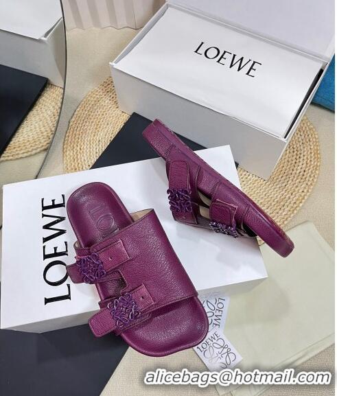 Buy New Cheap Loewe Ease Slide Sandals in Lambskin L0506 Purple 2024