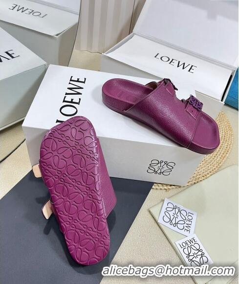 Buy New Cheap Loewe Ease Slide Sandals in Lambskin L0506 Purple 2024