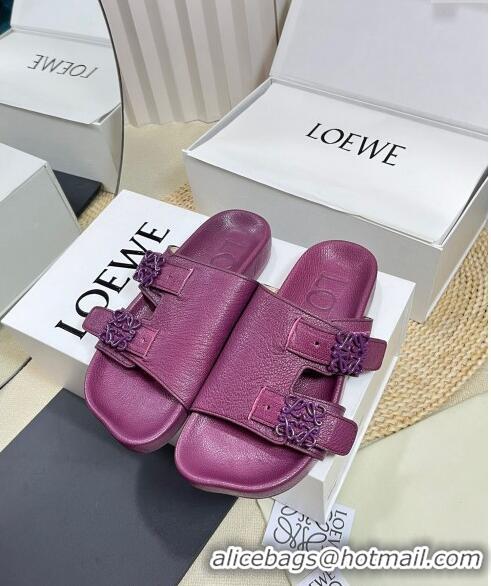 Buy New Cheap Loewe Ease Slide Sandals in Lambskin L0506 Purple 2024