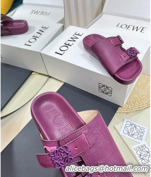 Buy New Cheap Loewe Ease Slide Sandals in Lambskin L0506 Purple 2024