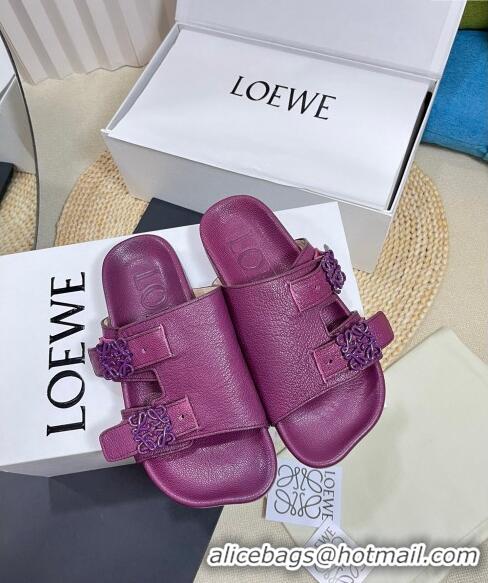 Buy New Cheap Loewe Ease Slide Sandals in Lambskin L0506 Purple 2024