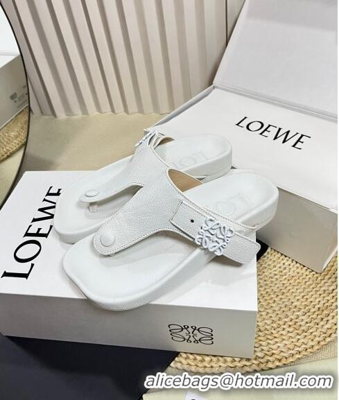 New Fashion Loewe Ease Toe Post Thong Sandals in Lambskin L0506 White 2024