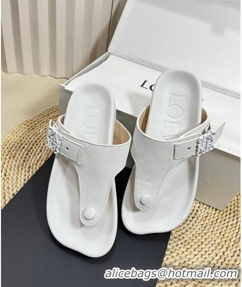 New Fashion Loewe Ease Toe Post Thong Sandals in Lambskin L0506 White 2024