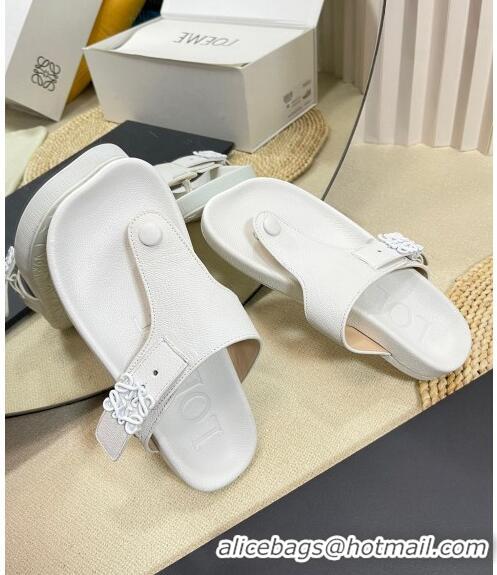 New Fashion Loewe Ease Toe Post Thong Sandals in Lambskin L0506 White 2024