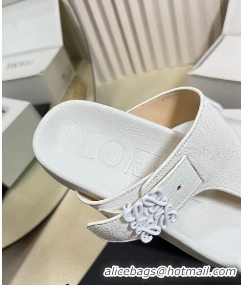 New Fashion Loewe Ease Toe Post Thong Sandals in Lambskin L0506 White 2024