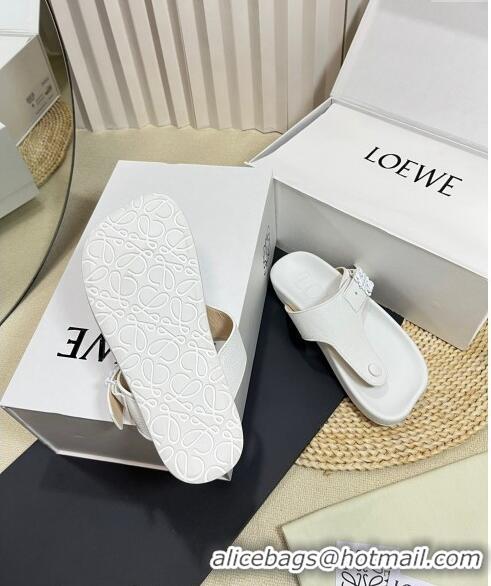 New Fashion Loewe Ease Toe Post Thong Sandals in Lambskin L0506 White 2024