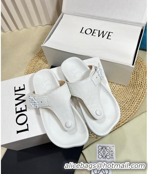 New Fashion Loewe Ease Toe Post Thong Sandals in Lambskin L0506 White 2024