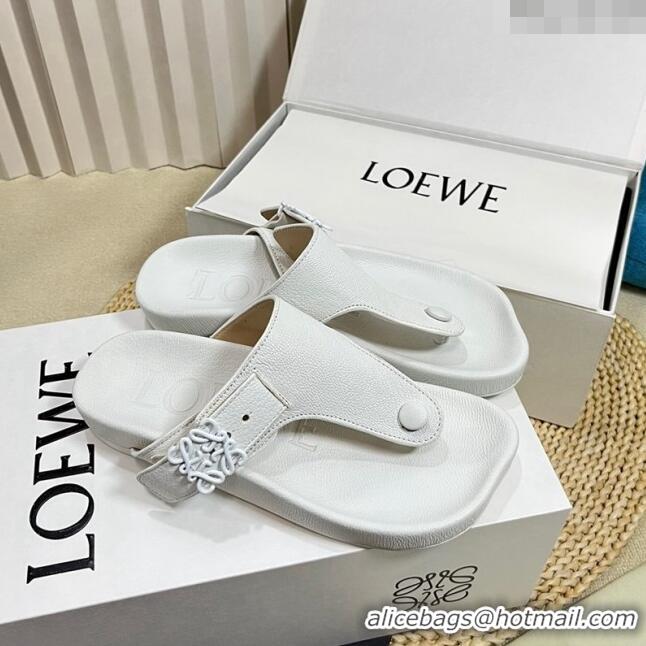 New Fashion Loewe Ease Toe Post Thong Sandals in Lambskin L0506 White 2024