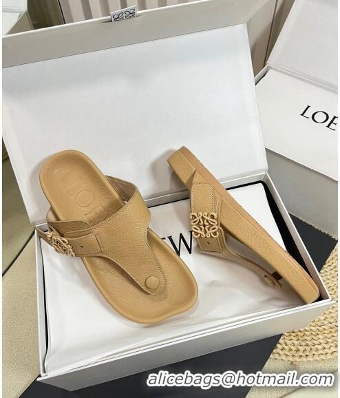 Reasonable Price Loewe Ease Toe Post Thong Sandals in Lambskin L0506 Beige 2024