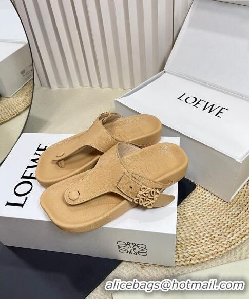 Reasonable Price Loewe Ease Toe Post Thong Sandals in Lambskin L0506 Beige 2024