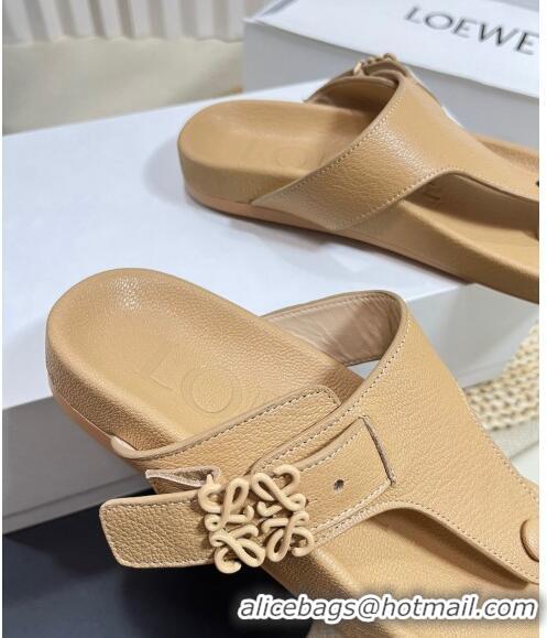 Reasonable Price Loewe Ease Toe Post Thong Sandals in Lambskin L0506 Beige 2024