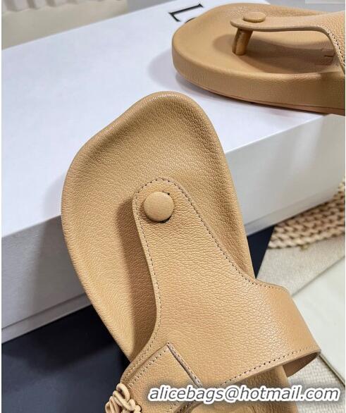 Reasonable Price Loewe Ease Toe Post Thong Sandals in Lambskin L0506 Beige 2024