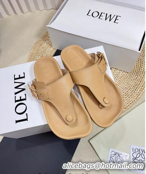 Reasonable Price Loewe Ease Toe Post Thong Sandals in Lambskin L0506 Beige 2024