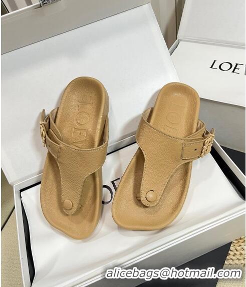 Reasonable Price Loewe Ease Toe Post Thong Sandals in Lambskin L0506 Beige 2024