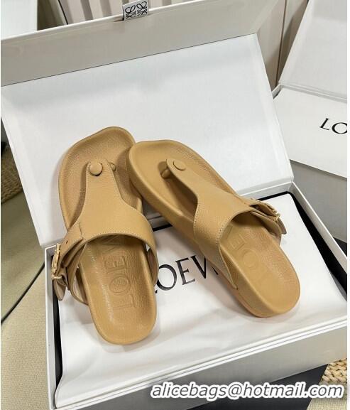 Reasonable Price Loewe Ease Toe Post Thong Sandals in Lambskin L0506 Beige 2024