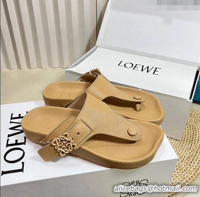 Reasonable Price Loewe Ease Toe Post Thong Sandals in Lambskin L0506 Beige 2024