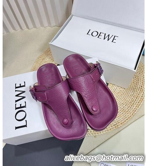 Top Quality Loewe Ease Toe Post Thong Sandals in Lambskin L0506 Purple 2024