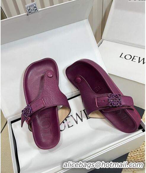 Top Quality Loewe Ease Toe Post Thong Sandals in Lambskin L0506 Purple 2024