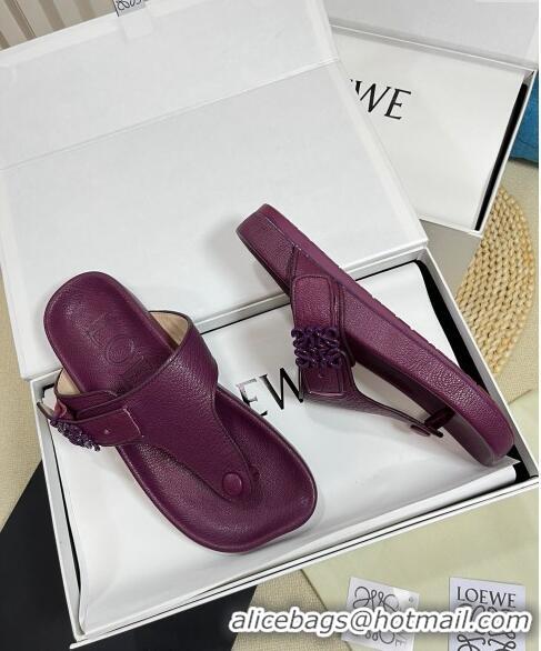 Top Quality Loewe Ease Toe Post Thong Sandals in Lambskin L0506 Purple 2024