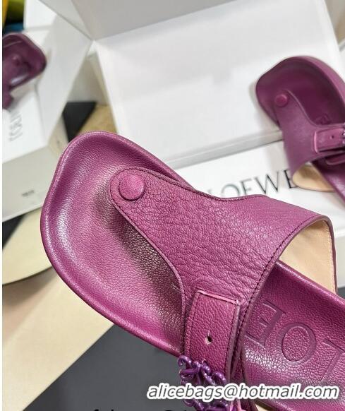 Top Quality Loewe Ease Toe Post Thong Sandals in Lambskin L0506 Purple 2024