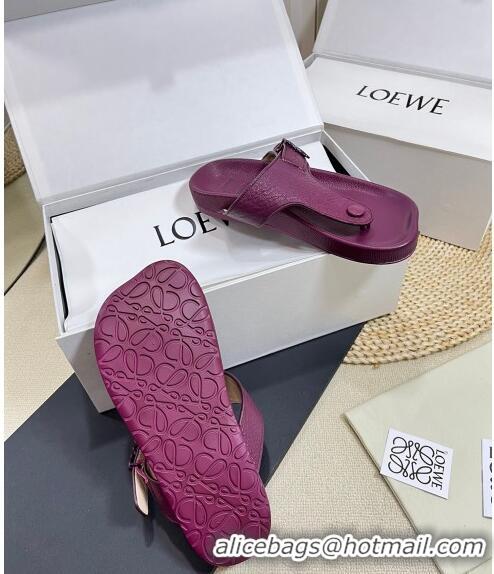 Top Quality Loewe Ease Toe Post Thong Sandals in Lambskin L0506 Purple 2024