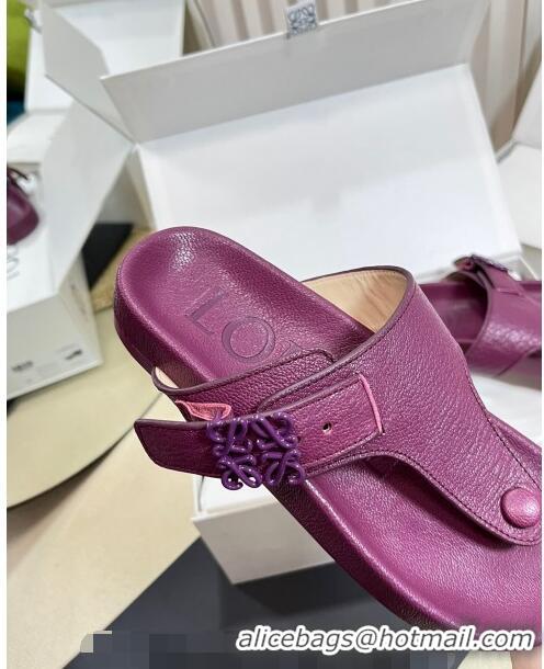 Top Quality Loewe Ease Toe Post Thong Sandals in Lambskin L0506 Purple 2024