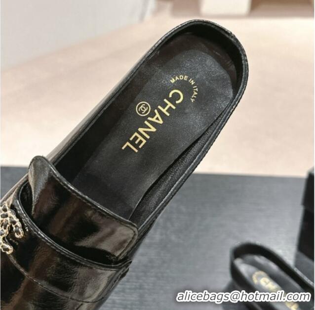 Grade Quality Chanel Shiny Calfskin Flat Mules Black 424178