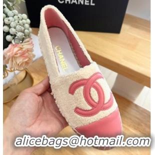 Good Product Chanel Towel Espadrilles Flats Beige/Pink 424203