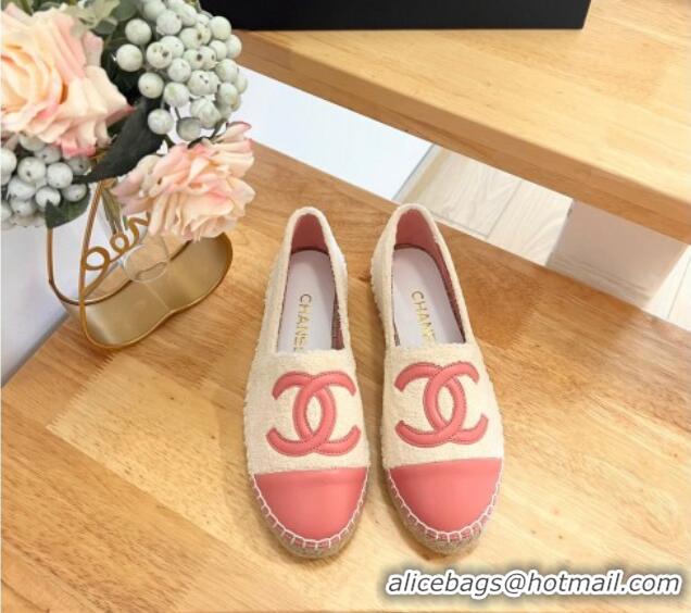 Good Product Chanel Towel Espadrilles Flats Beige/Pink 424203