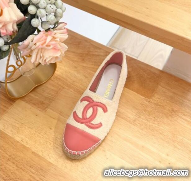 Good Product Chanel Towel Espadrilles Flats Beige/Pink 424203