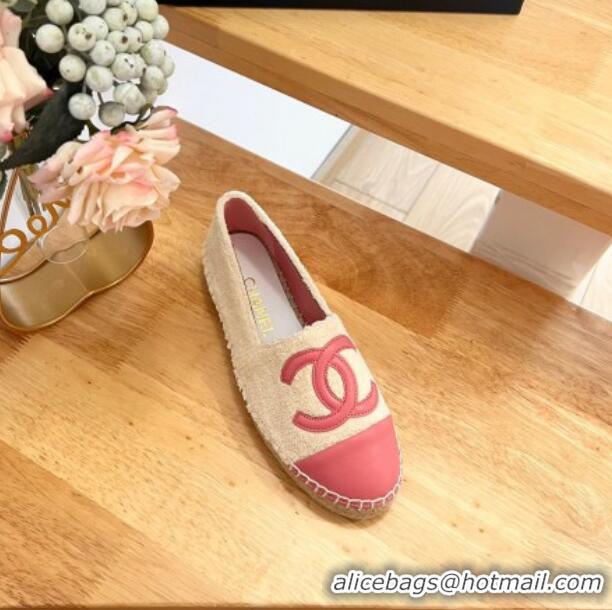 Good Product Chanel Towel Espadrilles Flats Beige/Pink 424203