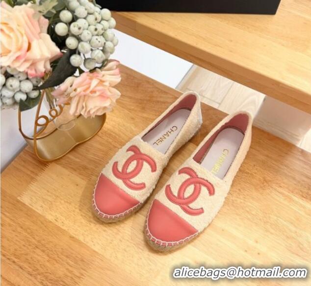 Good Product Chanel Towel Espadrilles Flats Beige/Pink 424203