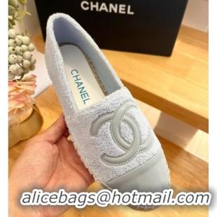 Sumptuous Chanel Towel Espadrilles Flats Grey 424204