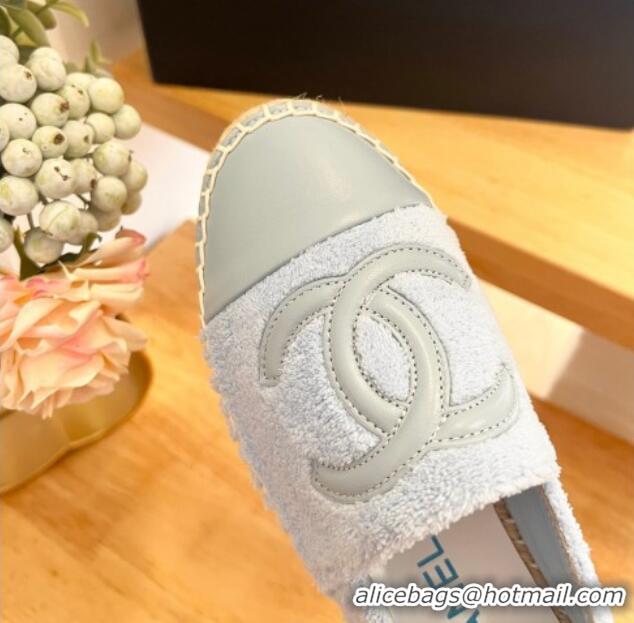 Sumptuous Chanel Towel Espadrilles Flats Grey 424204