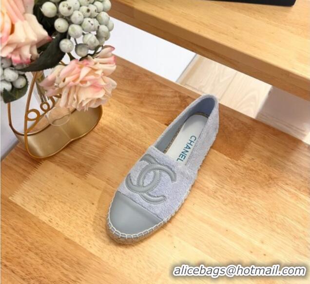 Sumptuous Chanel Towel Espadrilles Flats Grey 424204