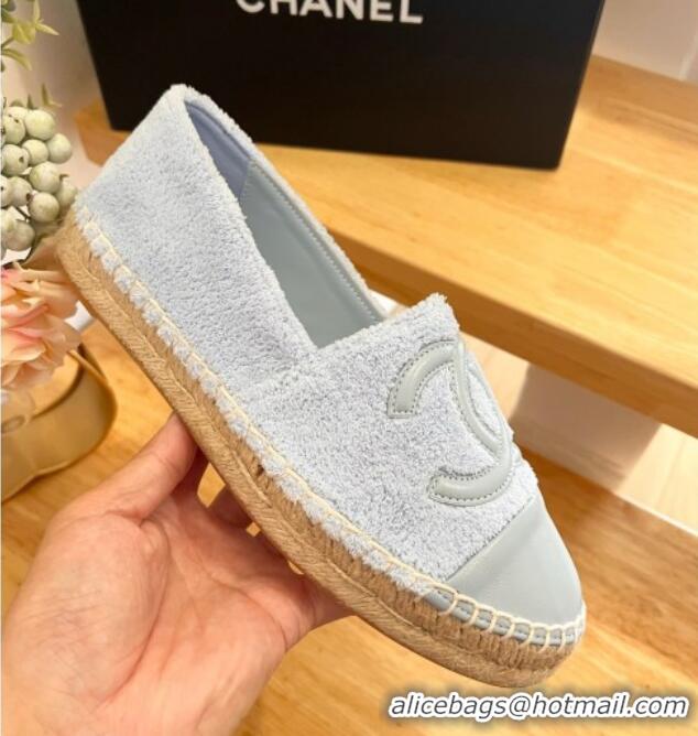 Sumptuous Chanel Towel Espadrilles Flats Grey 424204