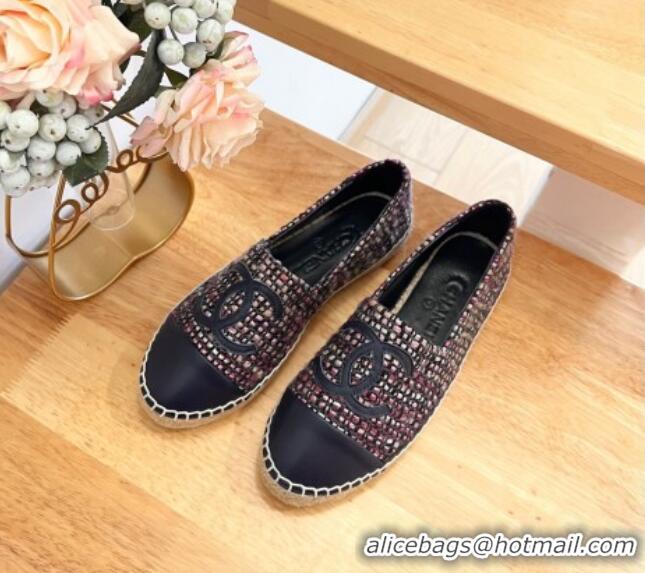 Most Popular Chanel Tweed & Lambskin Espadrilles Flats G29762 Purple 424206