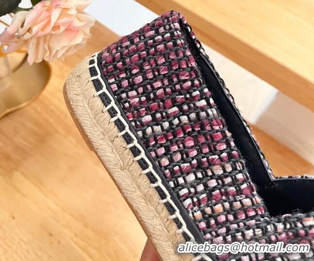 Most Popular Chanel Tweed & Lambskin Espadrilles Flats G29762 Purple 424206