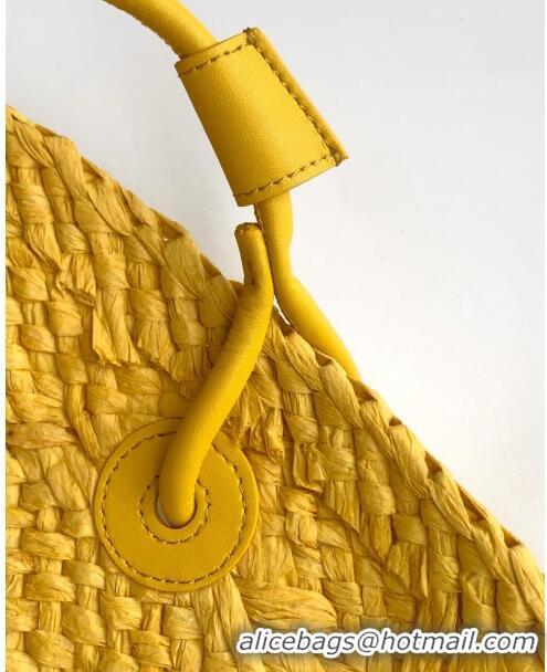 Super Quality Loewe Anagram Basket Bag in Iraca Palm and Calfskin 8008 Yellow 2024