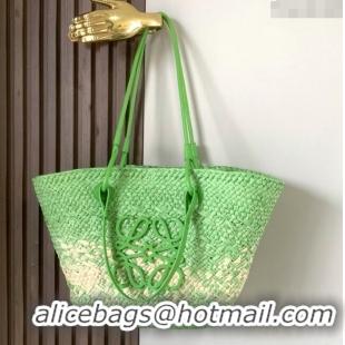 Reasonable Price Loewe Anagram Basket Bag in Iraca Palm and Calfskin 8008 Grass Green 2024