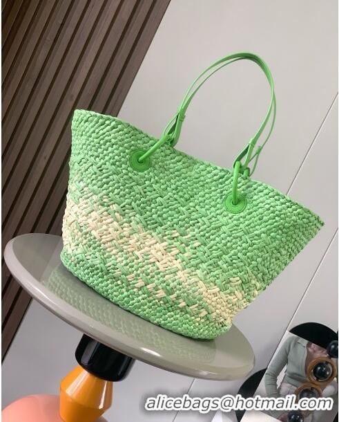 Reasonable Price Loewe Anagram Basket Bag in Iraca Palm and Calfskin 8008 Grass Green 2024